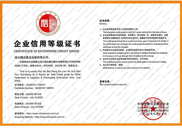 企业信用品级证书